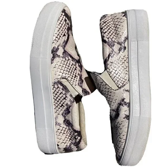 Steve Madden Gills Womens 8M Snake Print Platform Slip on Sneakers Leather Shoes - Picture 5 of 16